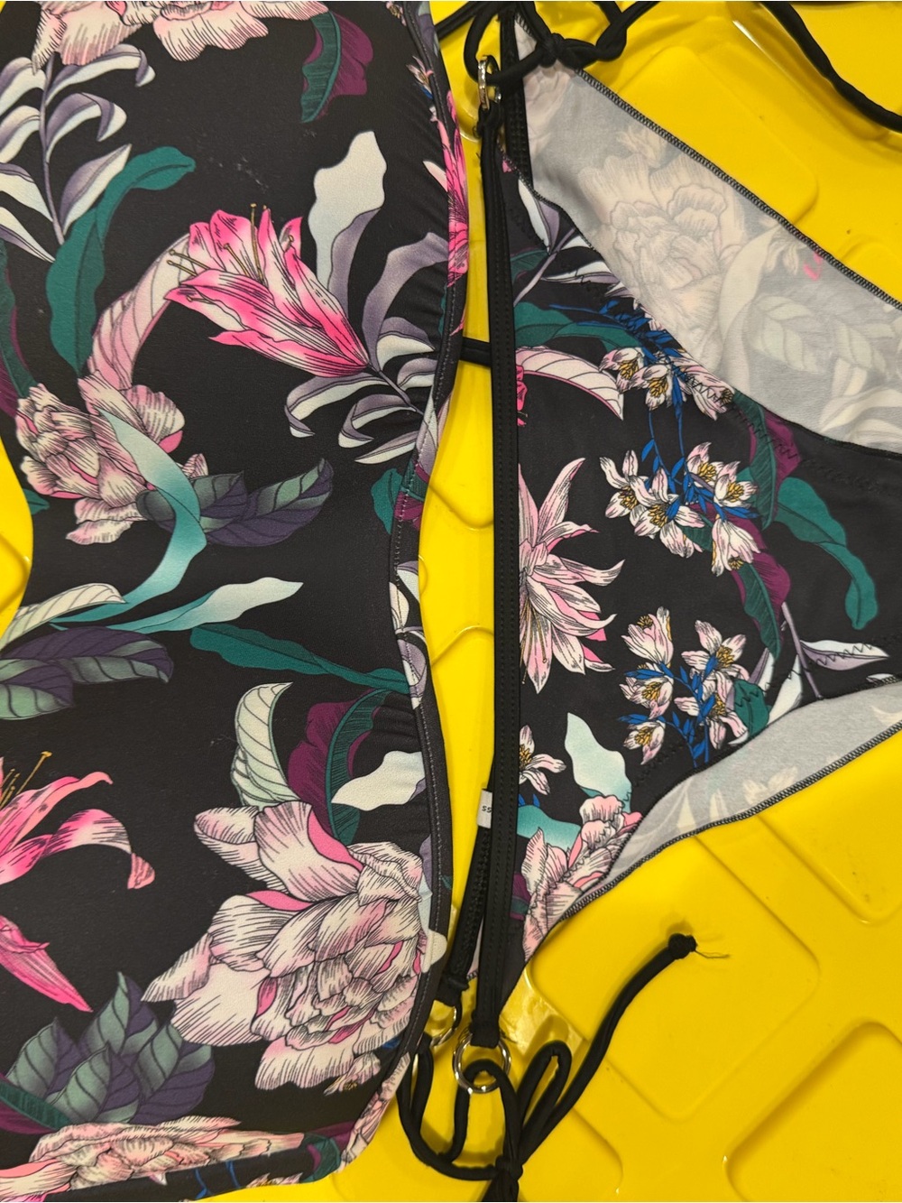 Body Glove Black Floral Bikini with Pink & Teal Accents